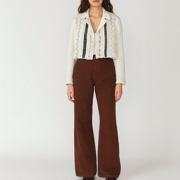 Shyanne Cream Embroidered Textured Jacket Size XS Boho Western Festival - Picture 2 of 10